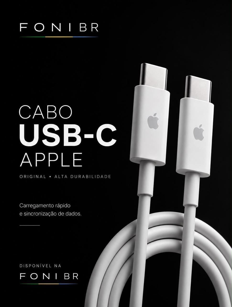 Cabo USB-C Apple branco com conectores em ambas as extremidades